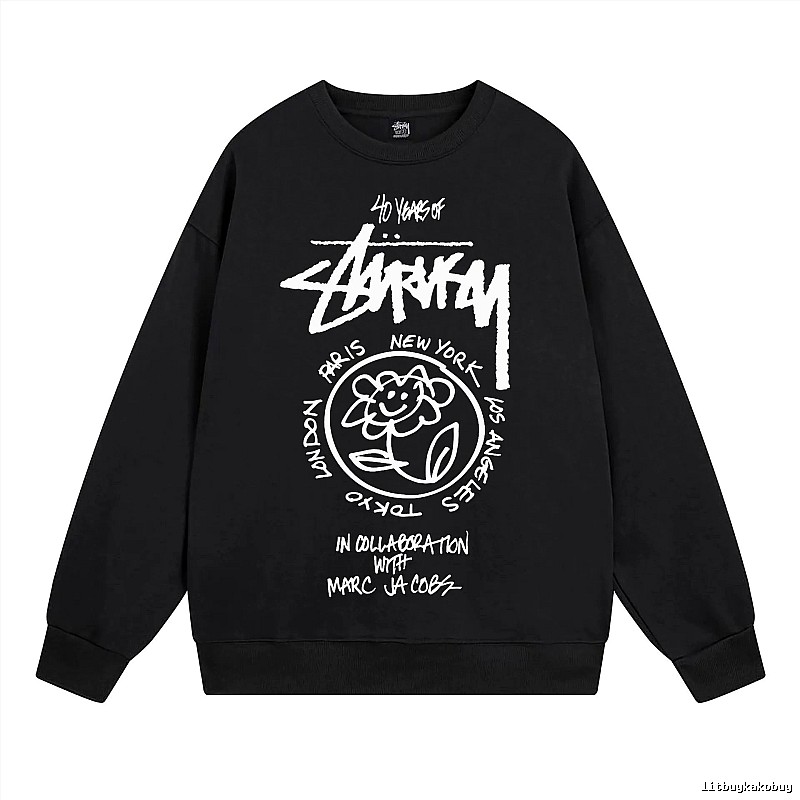 Stussy Black Style 539 Graphic SweatShirt Campus Look