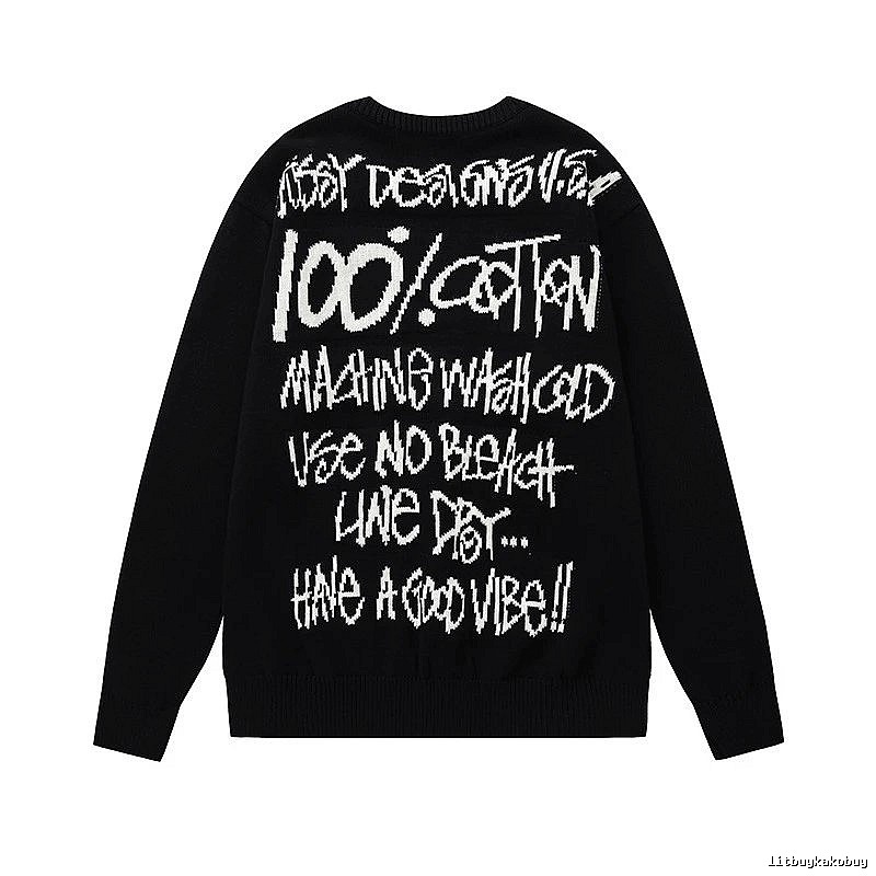 Stussy Black Swirl Graphic SweatShirt Relaxed Styling