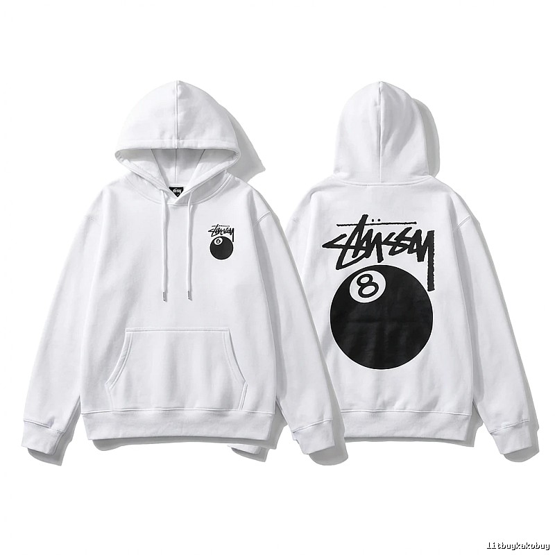 Stussy Eight Ball Series White Streetwear Hoodie