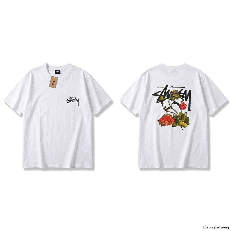 Stussy Floral Print White T-Shirt