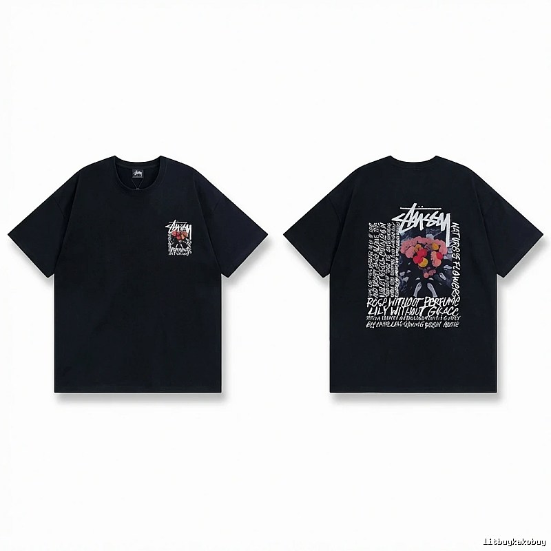 Stussy Floral Style Black T-shirt