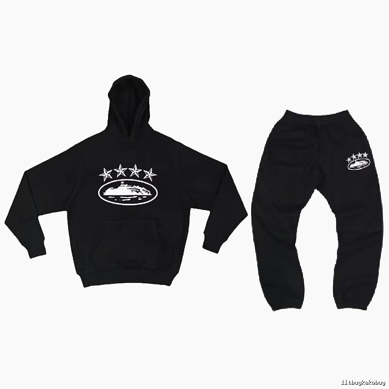 Stussy Matching Set Star-Detail Set Black Tracksuit Set Daily Styling Logo