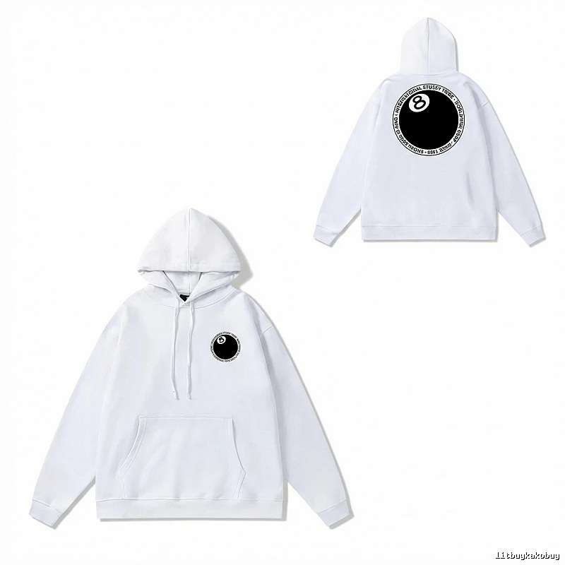 Stussy No.8 Ball White Hoodie