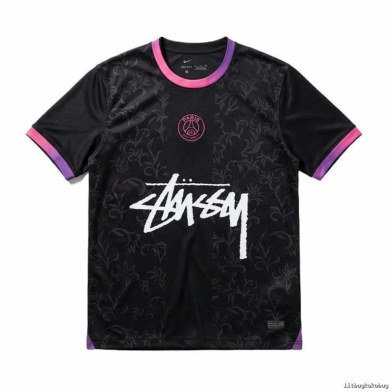 Stussy Paris Co-branded Style Black T-shirt
