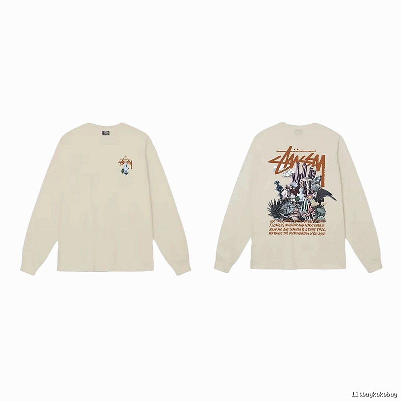 Stussy Print Retro Style Long-Sleeve (Off-White)