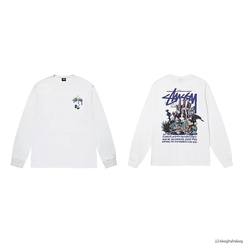 Stussy printed trendy white long-sleeve