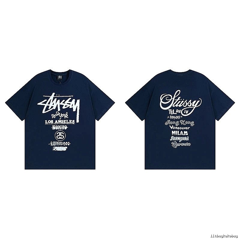 Stussy Simple Logo Finish Spider Graphic T-Shirt Minimal Look