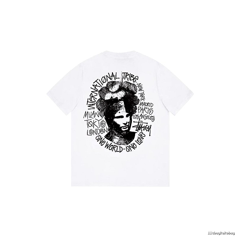 Stussy Summer Graphic T-shirt Black White Stussy with Bold Graphic