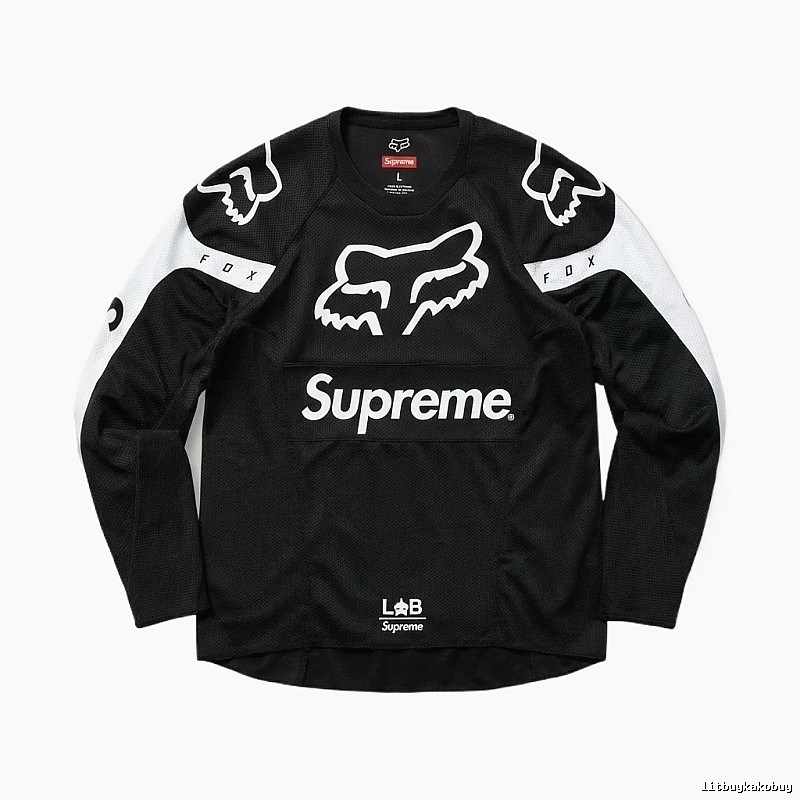 Supreme black and white trendy long-sleeved shirt