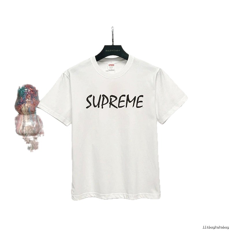 Supreme Hand-drawn Print Street Style White T-Shirt