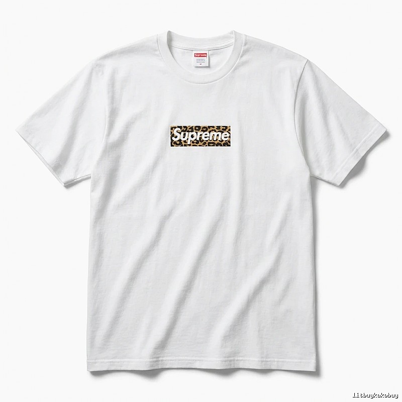 Supreme leopard - print style white T - shirt