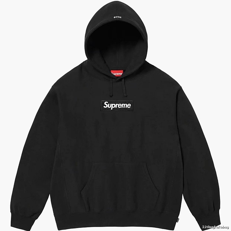 Supreme Logo Detail Logo hoodie Gray Red Oversized with Relaxed Feel