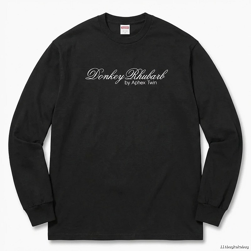 Supreme Print Retro Style Black Long-sleeve Shirt