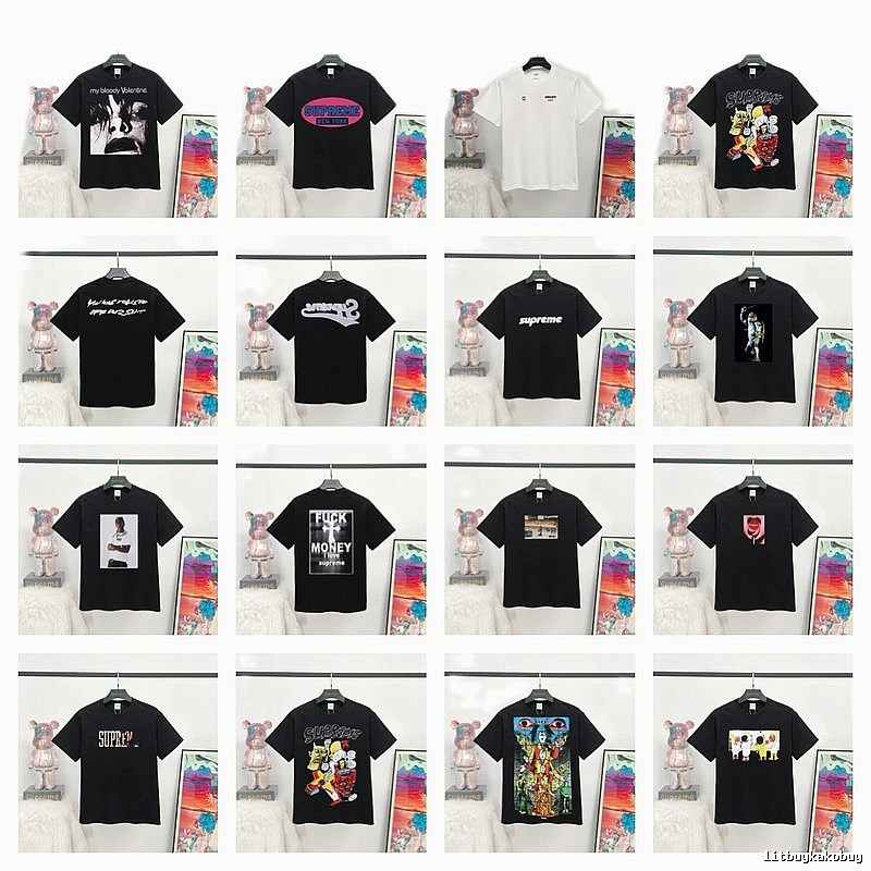 Supreme Printed Street Style Black T-Shirt
