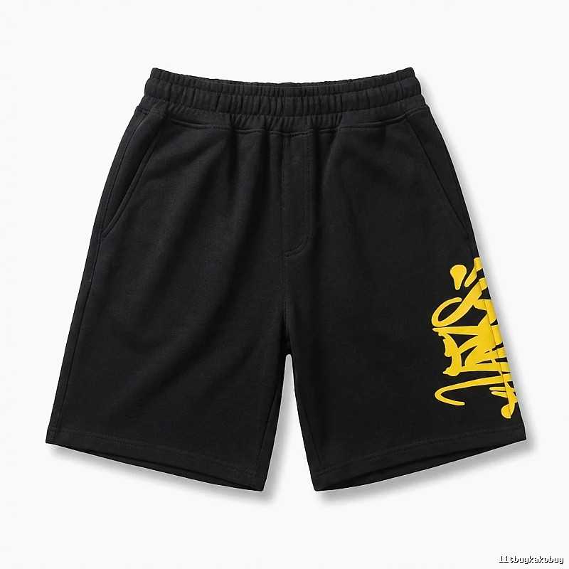 SynaWorld graffiti-style black shorts