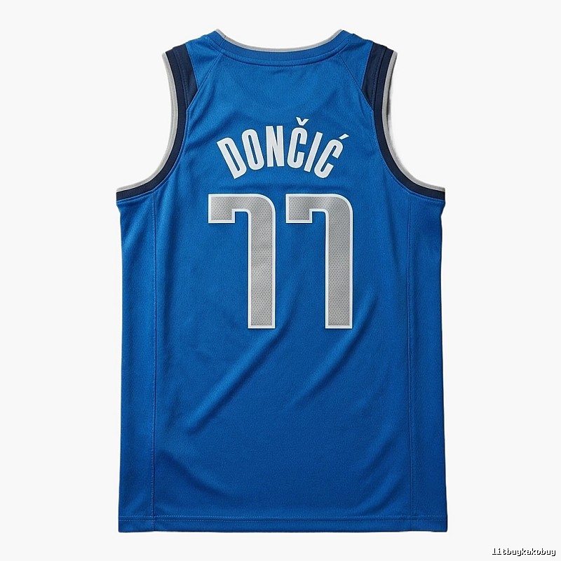 The blue basketball uniform of Luka Doncic of the Mavericks.