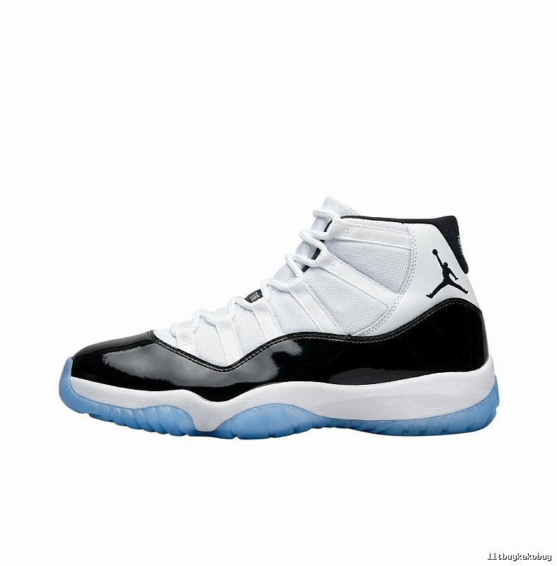 The classic black-and-white Air Jordan 11 basketball shoes.
