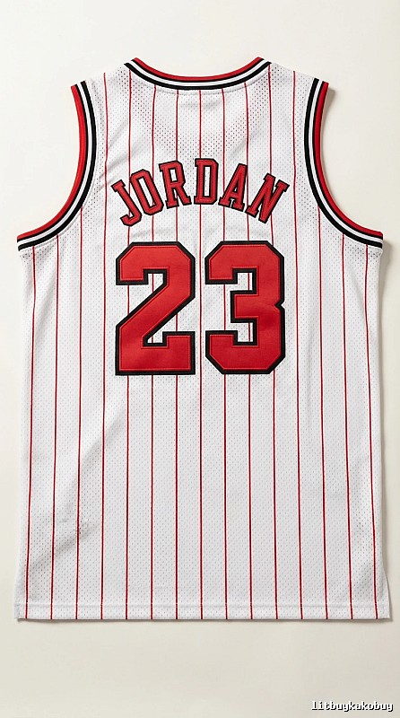The retro white and red jersey of the Michael Jordan