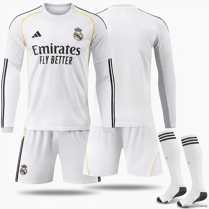 The sporty white jersey of Real Madrid.