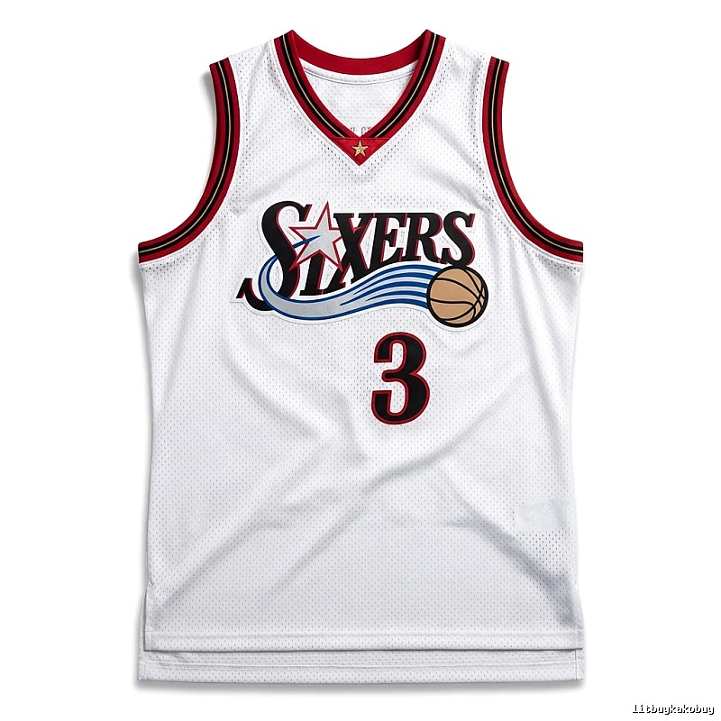 The white basketball uniform of Allen Iverson of the Philadelphia 76ers.