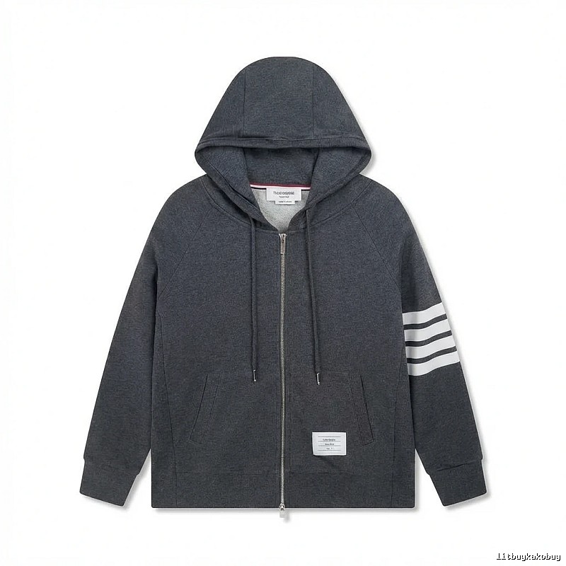Thom Browne striped style dark gray sweatshirt