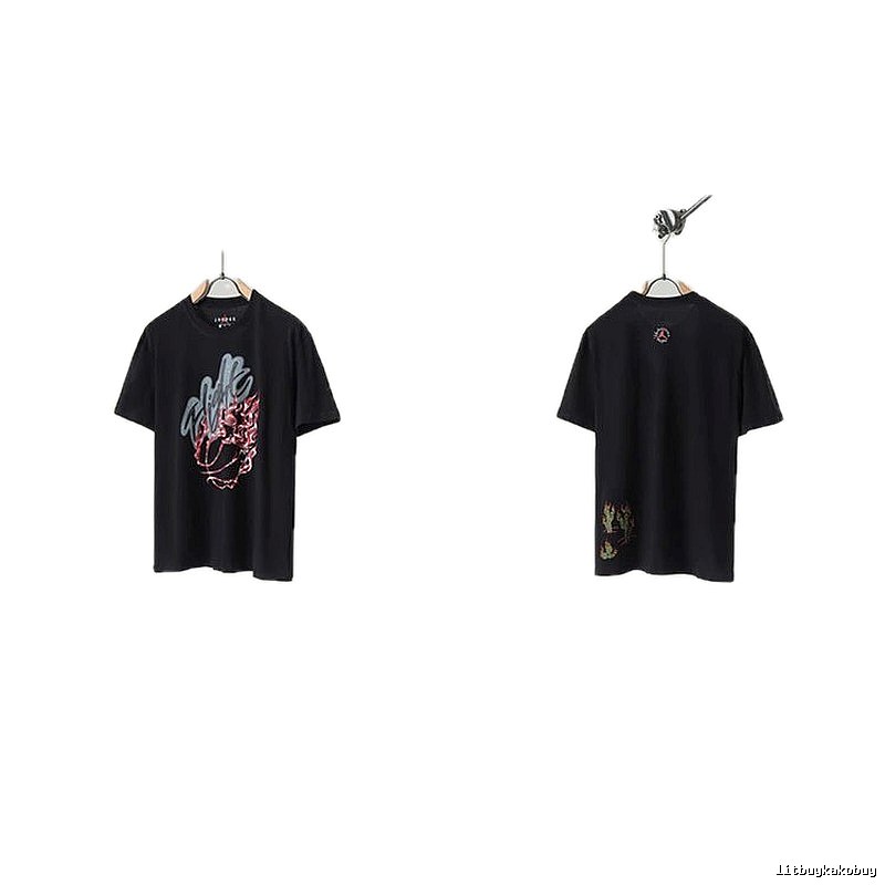 Travis Scott x Air Jordan Graffiti-style Black Short-sleeve T-shirt