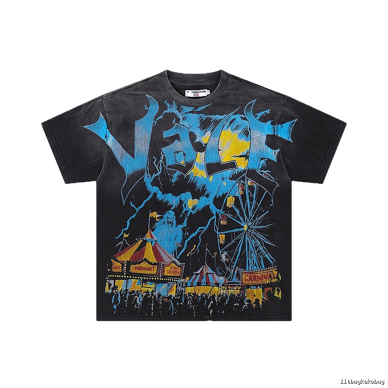 Valley Carnival Vintage Style Distressed Black T-Shirt