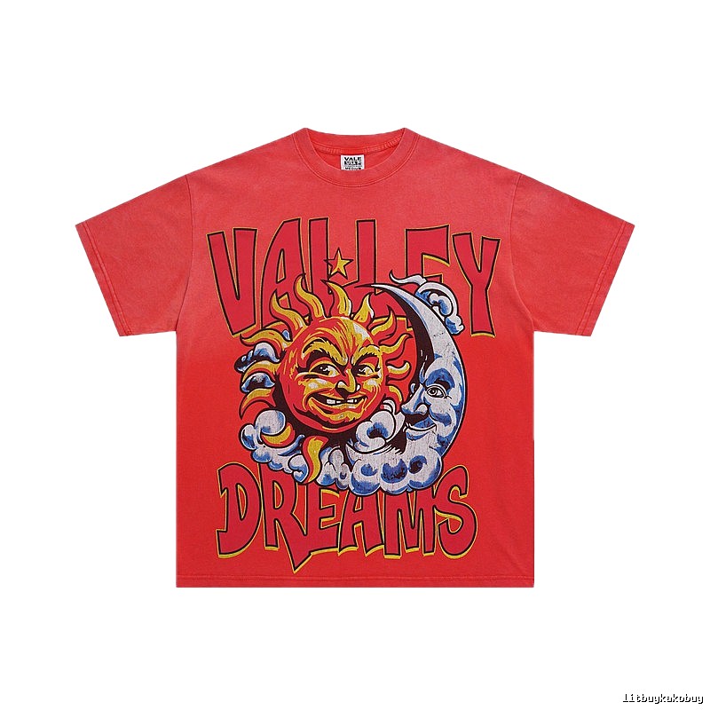 Valley Sun & Moon Vintage Red Short-sleeve T-shirt