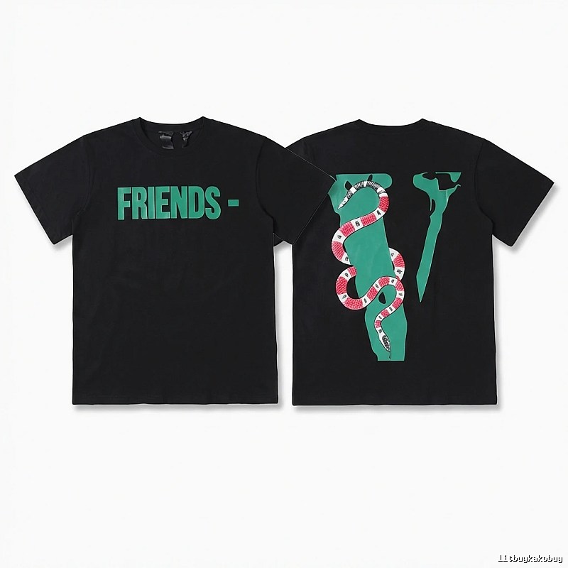 Vlone Snake Print Style Black T-shirt