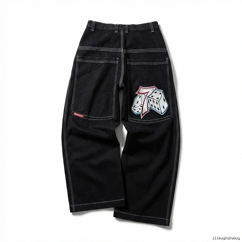 Y2K Dice Style Black Pants