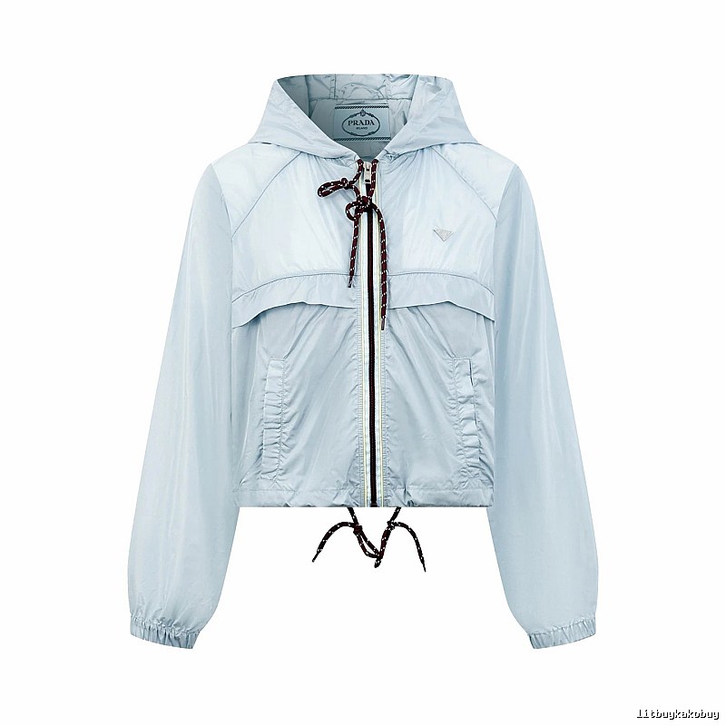 Zip Jacket with Drawcord Zip Detail from Prada