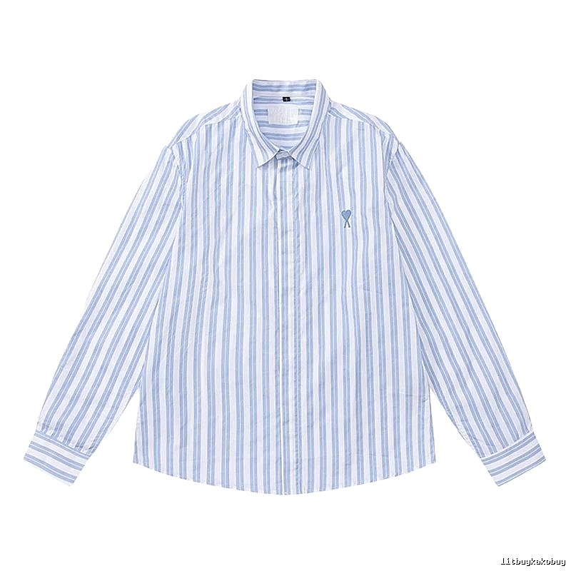 AMI Stripe Simple Blue Shirt