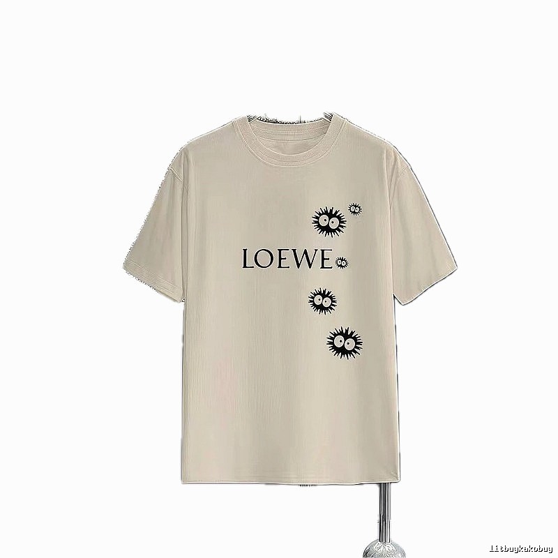 LOEWE x My Neighbor Totoro Collaboration Casual-style Beige Short-sleeve T-shirt